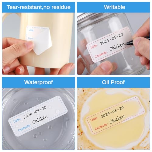 Thboxes 2 Rolls 600 Pieces Removable Freezer Labels, 1 x 3 Inch Food Labels Stickers for Refrigerator and Freezer Food Labeling, Dating Containers, Bags and Jars - color: 600 Pcs Red & Blue