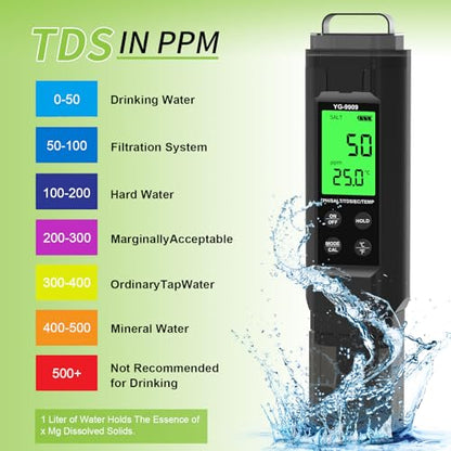 PH Meter,5 in 1TDS Meter,Salinity Tester,EC Meter,Temp,pH Meter for Water,TDS Meter Digital Water Tester,EC Meter Hydroponics,pH Tester Digital PPM Meter,Pool Salt Tester. - size: NEW 5 in 1