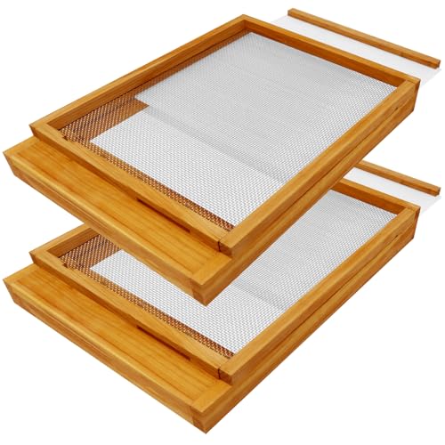 2 Pack Bee Hive Screened Bottom Board Beeswax Coated, Screened Bottom Board 10 Frame for Langstroth Beehive Summer Airflow - size: 2 Pack
