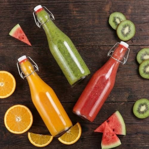 Clear Glass Bottle with Swinging Top for Airtight Lids, Beer Bottles with Flip Caps, Home Brewing and Fermentation Kombucha, Vanilla Extract, Beverage, Water, Kefir (12OZ) - size: 12 Ounces