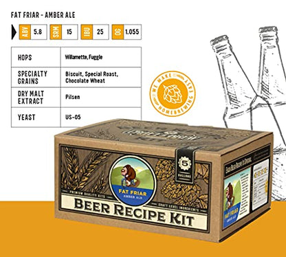 Craft a Brew - Beer Recipe Kit - Fat Friar Amber Ale - Home Brewing Ingredient Refill - Beer Making Supplies - Includes Hops, Yeast, Malts, Extracts - 5 Gallons - color: Fat Friar Amber Ale