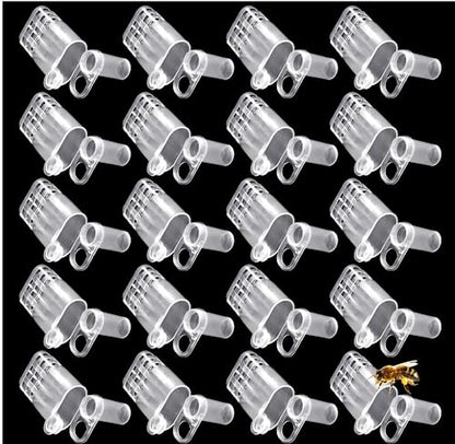 20pcs White Queen Bee Cages Beekeeping Catcher Plastic Bee Isolator Clip Beekeeper Rearing Tools for Indoor Home Outdoor