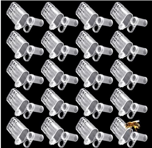 20pcs White Queen Bee Cages Beekeeping Catcher Plastic Bee Isolator Clip Beekeeper Rearing Tools for Indoor Home Outdoor