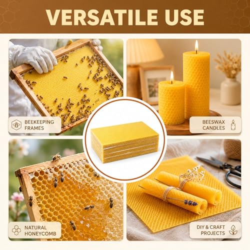 QalryXen 30Pcs Beeswax Sheets, Premium Natural Foundation for Beekeeping & Candle Making, Easy to Use Beehive Wax Sheets for Honeycomb Frames, DIY Craft Supplies, 7.7x16.3 Inch