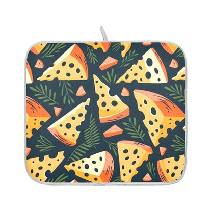 ALAZA Cheese Palm Leaf Dish Drying Mats Absorbent Microfiber Drying Pad Kitchen Countertop Draining Mat 16 x 18 Inches - size: 16" x 18"