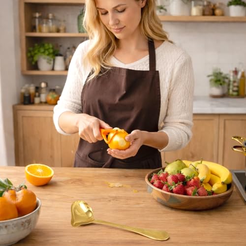 3pcs Sauce Ladle with Pouring Spout, Gold-Colored Stainless Steel Gravy Pour Ladle Spoon Sauce Drizzle Metal Punch Spoon with Spout for Serving Soups Spooning Gravies Dressings Kitchen Utensil
