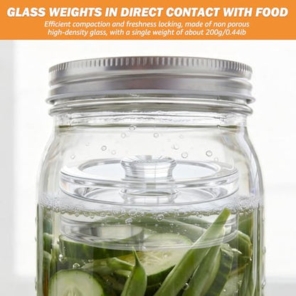 Fermentation Kit for Wide Mouth Jar, Pickling and Sauerkraut Kit with Glass Fermentation Weights Fermenting Lids Airlocks Silicone Gaskets for Pickles (Jar not included)