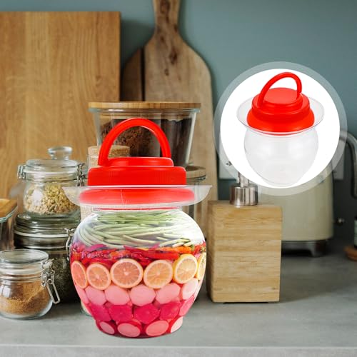 Ipetboom Large Capacity Pickle Jar 1l Plastic Food Storage Jar with Red Airtight Lid Kimchi Container for Kitchen and Household Use
