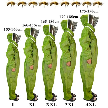 Bee Suit Beekeeping Cotton Suit Beekeeper Protection Clothing Safety Sting Proof Ventilated Anti Bee Jacket Attached Fencing Veil(4XL) - size: 4XL