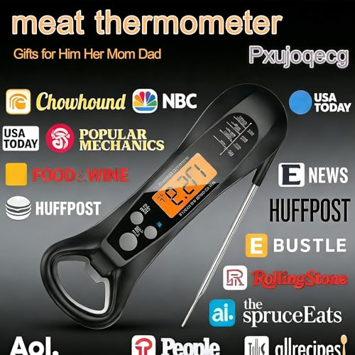 Instant Read Meat Thermometer for Cooking – Waterproof Digital Food Thermometer with Backlit LCD, Long Probe, Fast Accurate Kitchen Thermometer for BBQ, Grill, Candy & Oil (°C/°F)