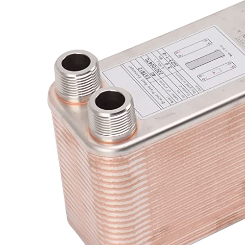 Pssopp Stainless Steel Plate Heat Exchanger, 304 30 Plates Brazed Copper Wort Chiller 1/2 NPT for Homebrew Beer Cooling System
