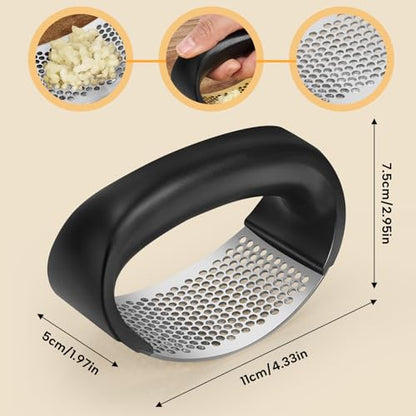 Cook Guy 304 Stainless Steel Garlic Press Rocker - Premium Stainless Steel Garlic Press Rocker –Garlic Mincer with a Comfortable Grip Garlic Grinder - color: Black
