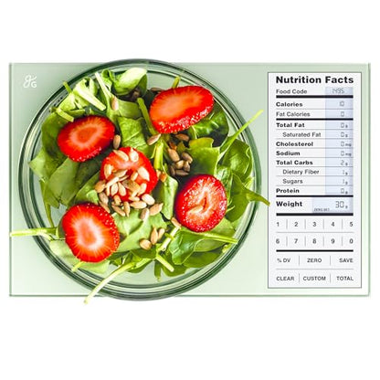 Greater Goods Digital Nutrition Scale – Accurate Macro and Calorie Tracking for Meal Prep, Weight Loss, and Healthy Eating | 2,000 Built-in Foods, Intuitive Nutrition Label Display, 11lb Cap, Green - color: Sage Green