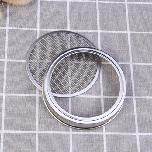 PRETYZOOM 3pcs Food Grade Sprouting Lids for Wide Mouth Mason Jars Stainless Steel Mesh Covers Strainer Function for Seed Germination and Fermentation - size: 7.00X7.00X1.00CM