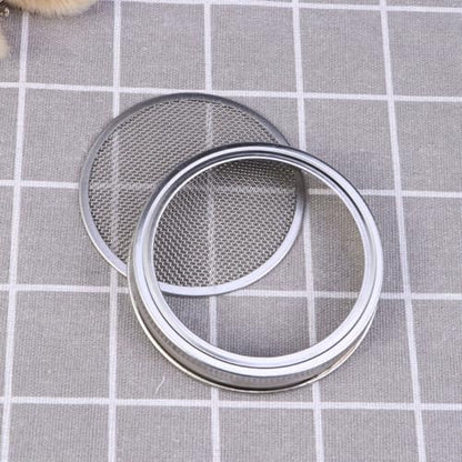 PRETYZOOM 3pcs Food Grade Sprouting Lids for Wide Mouth Mason Jars Stainless Steel Mesh Covers Strainer Function for Seed Germination and Fermentation - size: 7.00X7.00X1.00CM