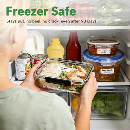 NATURALABEL 700 PCS Blank Removable Freezer Labels - Food Labels with Perforated Lines, for Meal Prep Containers (4/5" x 2", 2 Rolls, 350 Count/Roll)