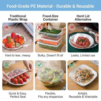 Bowl Covers 100PCS Plastic Wrap Food Sourdough Baking Rising Elastic Plate Covers Outdoor Food Fresh Keeping Bags for Bread Proofing, White - color: White