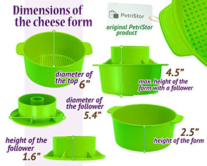 2 Pcs Cheese Mold for Cheese Making Cheese With Follower Piston Color Green - Cheesemaking Supplies - Cheese Form Mold - Cotton Cloth For Straining - Molde Para Queso Casero