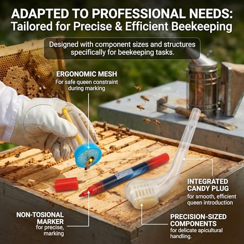 Queen Bee Cage: 5-Piece Queen Marking Kit - Bee Marking Pen, Cage & Collection Tool Set for Beekeeping