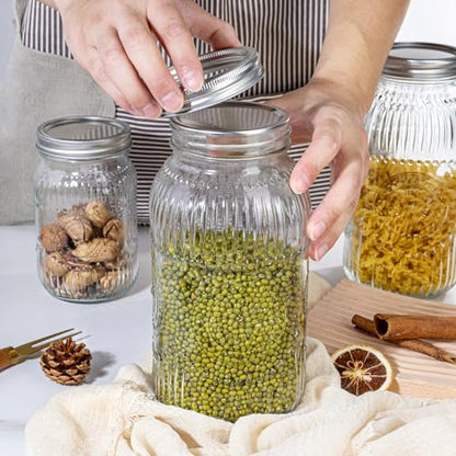 WELLIFE 64oz Mason Jars, 3 Pack Large Mason Jars Wide Mouth for Pickling, Canning, Fermenting and Food Storage, Microwave & Dishwasher Safe - color: Clear Sunflower Mason Jars 64oz-3Pcs
