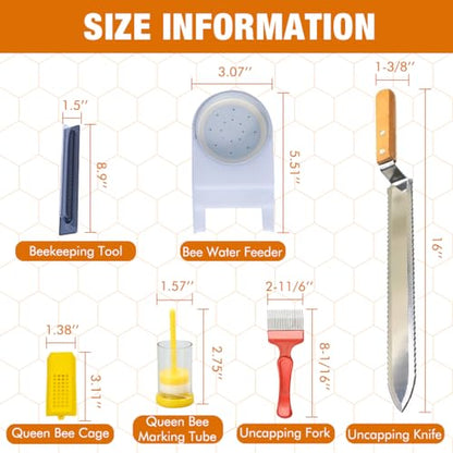 MayBee 14 Pcs Beekeeping Tools with Bee Smoker, Beekeeping Supplies Bee Hives Starter Kit for Beginners and Professional Beekeeper, Durable, Bee Keeping Supplies-All