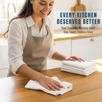 WHITEWRAP Flour Sack Towels 18x28 – 100% Cotton (Pack of 3), Reusable Kitchen Tea Towels for Baking, Crafts, Embroidery Ideas - color: White, size: 18"x28"-Pack of 3