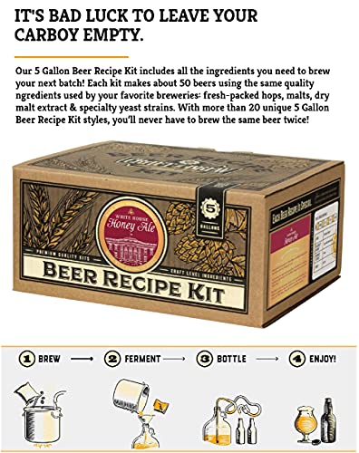 Craft a Brew - Beer Recipe Kit - White House Honey Ale - Home Brewing Ingredient Refill - Beer Making Supplies - Includes Hops, Yeast, Malts, Extracts - 5 Gallons - color: White House Honey Ale