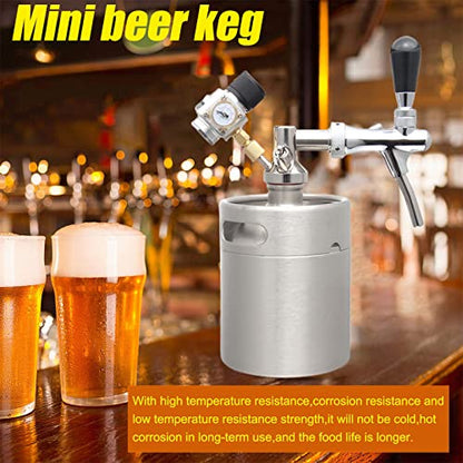 Portable Draft Keg System Stainless Steel Keg Mini Keg Draft System Stainless Steel Portable Mini Keg Dispenser Pressure Regulator Craft Beer Draft Home Brew,2L
