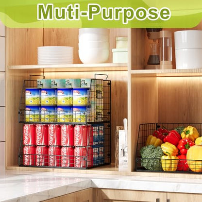 Jakyitvi 3 Pack XXL Stackable Wire Baskets, Large Storage Bins for Onion, Potato, Vegetable, Fruit, Snack, Pantry Baskets for Kitchen Cabinet Countertop, Pantry Organizers and Storage Solutions - size: 3 Pack