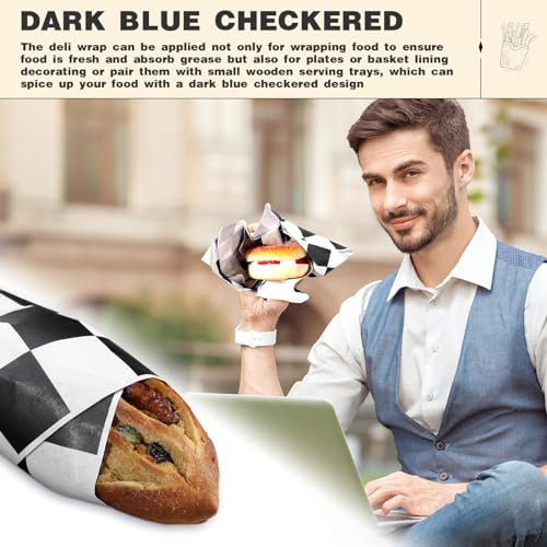 Colarr Waxed Paper Sheets Bulk 15 x 15 Inch Large Sandwich Wrapping Papers Checkered Deli Food Basket Liners for Burgers Bread Restaurant Barbecue Picnic (Black,2000 Pcs) - color: Black