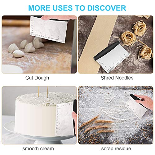 UUBAAR Bench Scraper & Chopper - 6 Inch Stainless Steel Dough Cutter with Contoured Grip, Multi-Purpose Kitchen Tool for Baking Cooking, Food Scraper Chopper & Pastry Knife