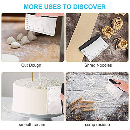 UUBAAR Bench Scraper & Chopper - 6 Inch Stainless Steel Dough Cutter with Contoured Grip, Multi-Purpose Kitchen Tool for Baking Cooking, Food Scraper Chopper & Pastry Knife