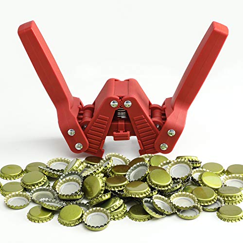 Beer Bottle Capper and Caps Kit, Crown Bottle Cappers Tool With Magnet for Bottle Capping, Red Baron Home Brew Hand Bottles Capper with 150 Crown Caps for Bottling (Beer Bottle Capper)