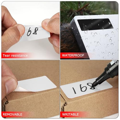 White Rectangle Stickers 2 x 1 Inch Color Coding Labels Vinyl Roll Self-Adhesive Waterproof Removable 500 PCS - color: White