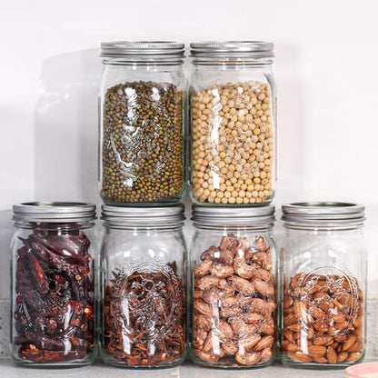Esrentle Mason Jars 32 oz Wide Mouth - 12 Pack Quart Glass Mason Jars with Airtight Lids and Bands for Canning, Pickling, Food Storage, Fermenting, Leak Proof, Reusable - color: 32 oz-12Pack-Fruit