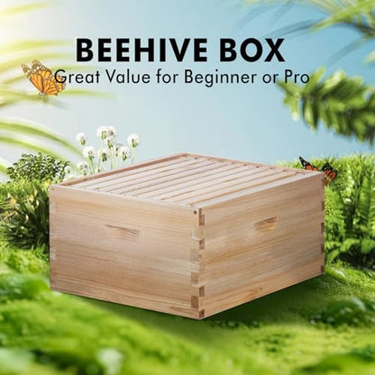 BeeCastle 10 Frame Deep Brood Bee Hive Box, Langstroth Honey Bee Hive Include Beehive Frames and Waxed Foundations (Unassembled) - size: 10 Frame