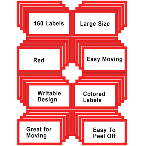 6 x 4 inch Large Moving Labels for Boxes, Blank Moving Boxes Labels Stickers, 160pcs 8 Color Coded Moving Stickers Packing Labels Stickers for Home Organization Projects, Kitchen, Storage Bins (Red) - color: A-color-red