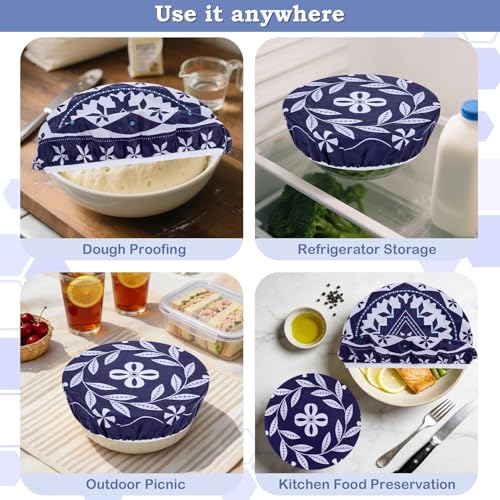 2 Large Reusable Beeswax Bowl Covers for Bread Proofing, 10/12 Inch Elastic Beeswax Wraps Cotton Cloth Sourdough Bowl Covers for Proofing Baskets, Mixer Bowls, Food Storage Containers - color: Rotational Geometry