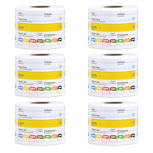 Restaurant Quality Shelf Life Food Rotation Labels Vinyl, 2” x 3” Self-Adhesive Removable Freezer Food Labels, Perfect for Reusable Containers, Easy to Remove, Food Safety Date Sticker (6 PCS) - style: 6 PCS