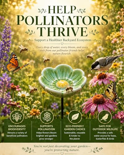 Bee Watering Station for Garden Cups Bird Butterfly Bees Ceramic Drinking and Water Bath Feeder Cup Blossoms Flowers Shaped Design Poppies Bowl Wildlife Feeding 5PCS Watring Pollinator - color: #5PCS-A