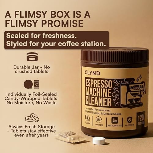 Espresso Machine Cleaning Tablets 120-Pack Portafilter Cleaner Descaler Compatible with Breville Espresso Machine, Gaggia, Delonghi, Jura, Philips Expresso Cleaning Tablets Backflush Oil Remover
