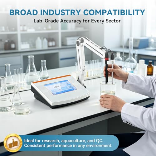 Benchtop pH Meter with Custom Calibration - 0.01pH Accuracy, Flexible 2-Point, Supports Non-Standard Buffers, Auto/Manual Temp Comp, 0-16pH Range, Lab/Industrial Analyzer