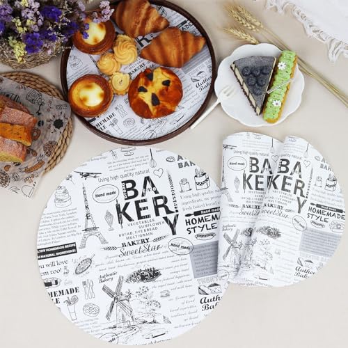 10" Round Food Paper Sheets (100 Pack) - Premium Deli Paper Sheets - Greaseproof Liners for Food Boats - Pre Cut Sandwich Wrappers - Food Basket Sheets for Baking, BBQ, Picnic, Festival - color: 10" Round