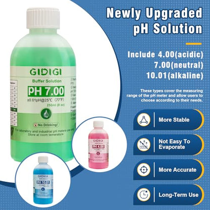 pH Meter Calibration Buffer Solution Kit, Includes pH 4.00, 7.00 and pH 10.01 Solution pH Meter for Food,Digital pH Meter for Fermentation,Hot Sauce,Canning