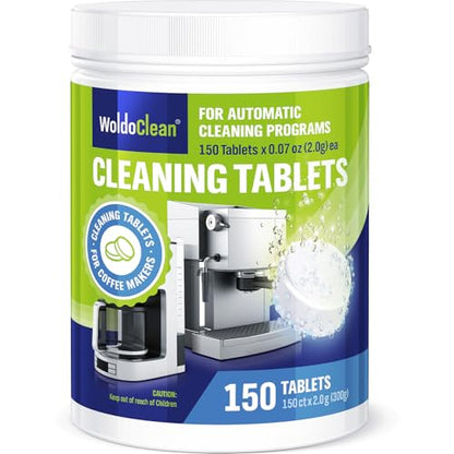WoldoClean Coffee Maker Cleaning Tablets 150 Pack - Espresso Cleaner | Compatible with DeLonghi, Jura, Breville, Gaggia, Krups, Philips, Saeco - size: 150 Count (Pack of 1)