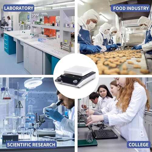 Magnetic Stirrer 5.9 inch Hot Plate 200-1600RPM Max Temp.300℃ Magnetic Stir Plate Max 5L Lab Stirrers with Stir Bar & Standing Pole(No Screen) - size: 5L