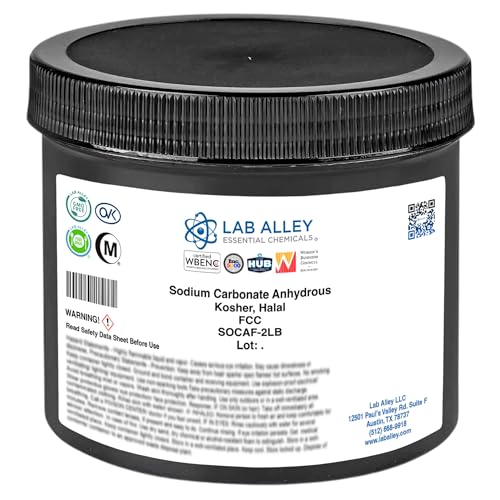 Lab Alley Sodium Carbonate Anhydrous FCC, Kosher, Halal, Water Softener, Food Additive, Cleaning Agent, and Laboratory Reagent (2 Pounds) - size: 2 Pounds