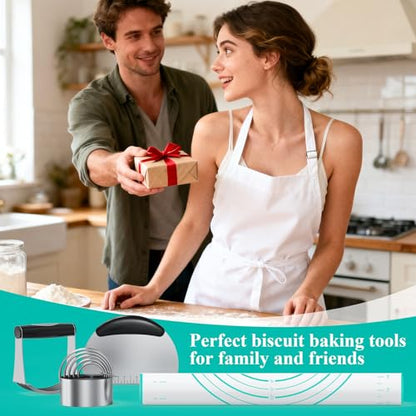 Biscuit Cutter Set, Green Silicone Baking Mats, Stainless Steel Pastry Cutter, Pastry Blender, Dough Cutter, Professional Baking Dough Tools (4 Set Green) - size: 4 set green