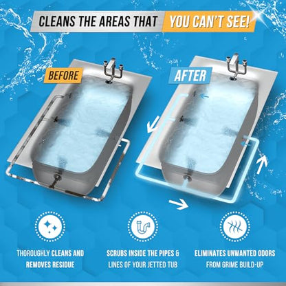 Jetted Tub Cleaner Bathtub Tabs - 12 ACTIVE Cleaning Tablets, Compatible with Whirlpool & Spa Bath System, Jets, Whirl Tubs, Professional Septic Safe Bath Jet Scale and Residue Remover - 1 Year Supply - style: 12 Tablets