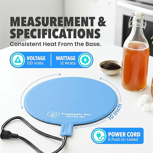 Brewing & Fermentation Heat Pad with Heating Thermostat - 12" Sourdough Starter Warmer Mat, Beer & Wine Fermenting - Heating Mat for Kombucha Jar, Carboy, Glass Jar, Fermentors with Heater Temp Strip - size: 12" Heat Mat + Heating Thermostat